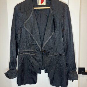 Free People Crushed Satin Tuxedo Jacket